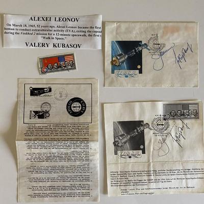 Russian Astronauts Apolloâ€“Soyuz mission signed first day covers. GFA Authenticated