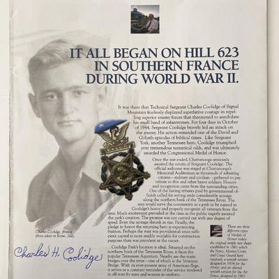 WWII Medal of Honor Recipient Charles H. Coolidge signed magazine page 