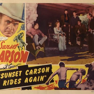 Sunset Carson Rides Again signed lobby card