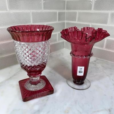Vintage Cranberry glass vases