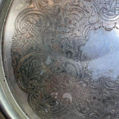 Silver plate serving tray - round