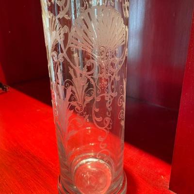 Tall etched vase