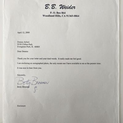 Betty Brosmer signed letter