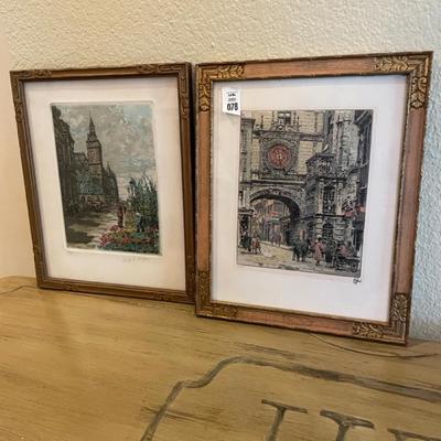 Small framed art. French etchings