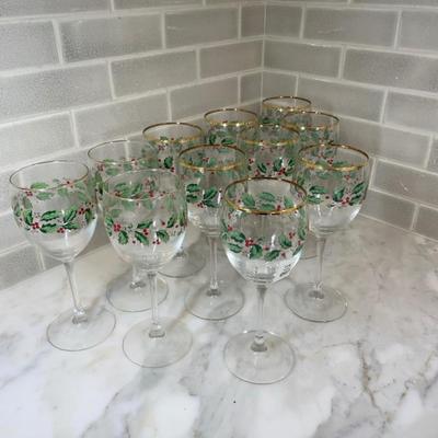 Berry and Holly wine glasses