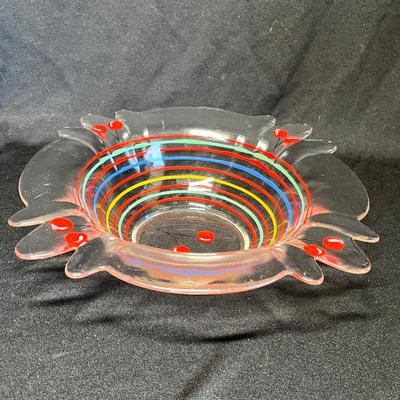 Depression era Cherry & stripe bowl