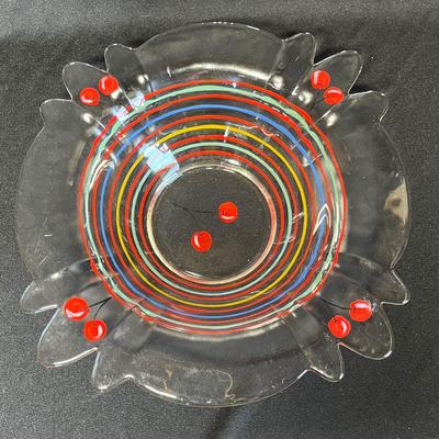 Depression era Cherry & stripe bowl