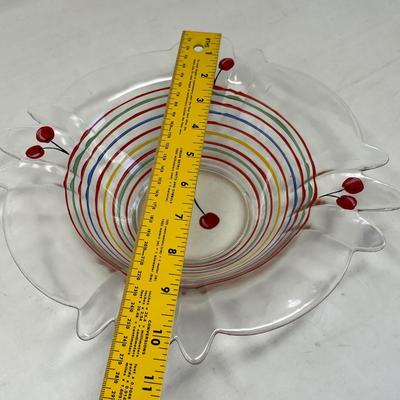 Depression era Cherry & stripe bowl