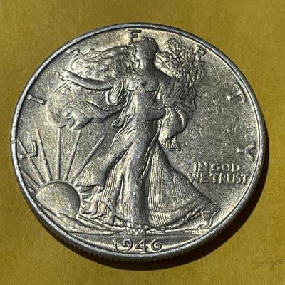 1946-S EXTRA FINE CONDITION WALKING LIBERTY SILVER HALF DOLLAR AS PICTURED.