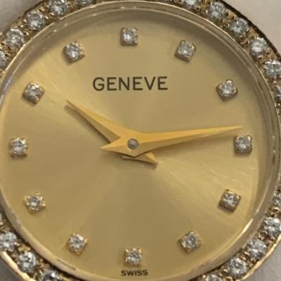 Geneve 14k Gold / Diamonds Ladies Watch in Dispaly Box