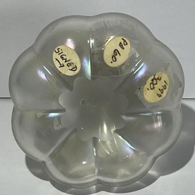 Antique Iridescent Signed Steuben/Hawkes Verre De Soie Perfume Atomizer w/Stopper 4-3/4" Wide as Pictured. (No Damage but May Need...