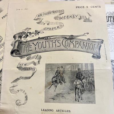 Lot of 23 ANTIQUE Newspapers 1891 - Youth's Companion Boston