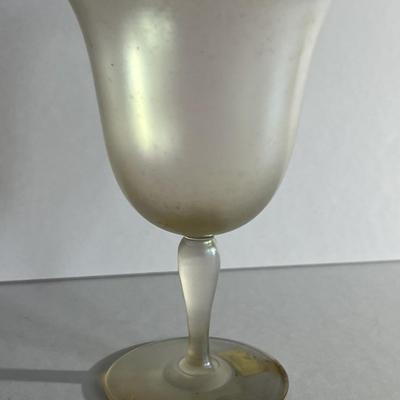 Antique Iridescent Steuben Verre De Soie Wine Glass 6" Tall as Pictured. (No Damage but May Need Cleaning).