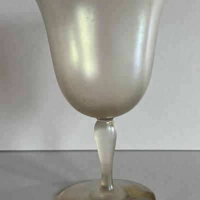 Antique Iridescent Steuben Verre De Soie Wine Glass 6" Tall as Pictured. (No Damage but May Need Cleaning).