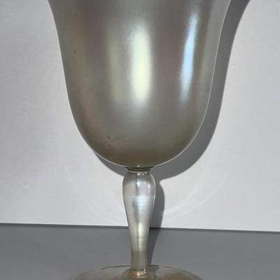 Antique Iridescent Steuben Verre De Soie Wine Glass 6" Tall as Pictured. (No Damage but May Need Cleaning).