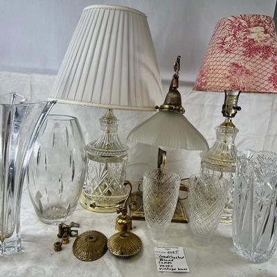 Cut Crystal lamps Table brass and glass lamp, Crystal Vases