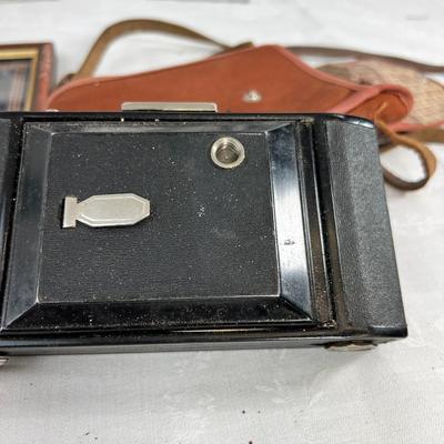 Antique Cameras, cases, 1951 coins, Thermometer