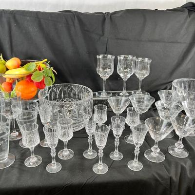 Cut Crystal wine glasses, bowls