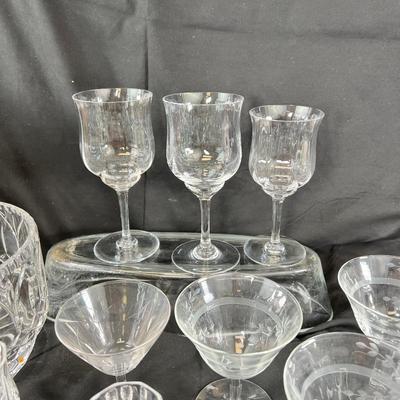 Cut Crystal wine glasses, bowls