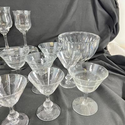 Cut Crystal wine glasses, bowls