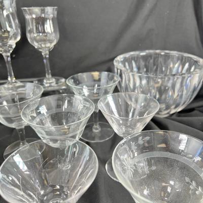Cut Crystal wine glasses, bowls