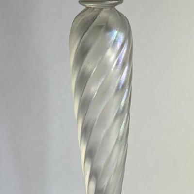Antique Iridescent Steuben Verre De Soie Candle Holder 10" Tall as Pictured. (No Damage but May Need Cleaning).