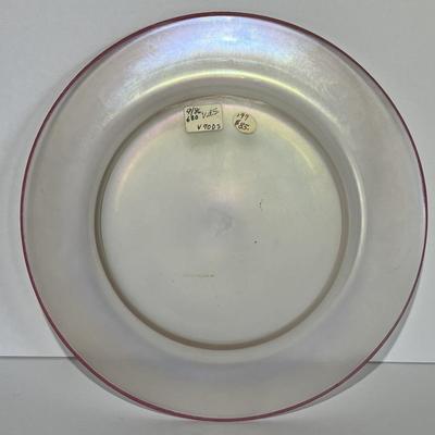 Antique Iridescent Steuben Verre De Soie Pink Glass Salad Dish 8-3/8" Wide as Pictured. (No Damage but May Need Cleaning).