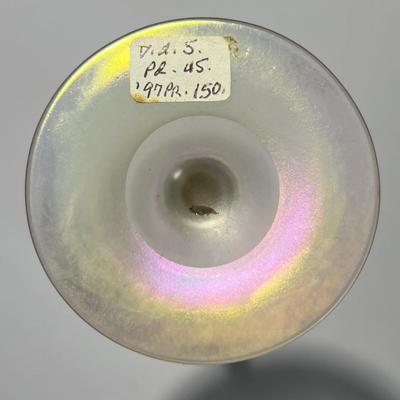 Antique Iridescent Steuben Verre De Soie Cordial Stemware Glass 7" Tall as Pictured. (No Damage but May Need Cleaning).