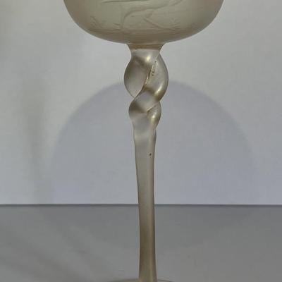 Antique Iridescent Steuben Verre De Soie Cordial Stemware Glass 7" Tall as Pictured. (No Damage but May Need Cleaning).