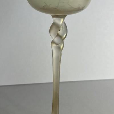 Antique Iridescent Steuben Verre De Soie Cordial Stemware Glass 7" Tall as Pictured. (No Damage but May Need Cleaning).