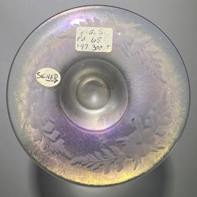 Antique Iridescent Hawkes Steuben Verre De Soie Vase 9-3/4" Tall as Pictured. (No Damage but May Need Cleaning).