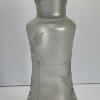 Antique Iridescent Steuben Verre De Soie Oil/Vinegar Bottle 7-3/4" Tall w/Sterling Silver Stopper as Pictured. (No Damage but May...