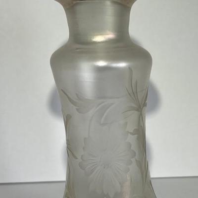 Antique Iridescent Steuben Verre De Soie Oil/Vinegar Bottle 7-3/4" Tall w/Sterling Silver Stopper as Pictured. (No Damage but May...
