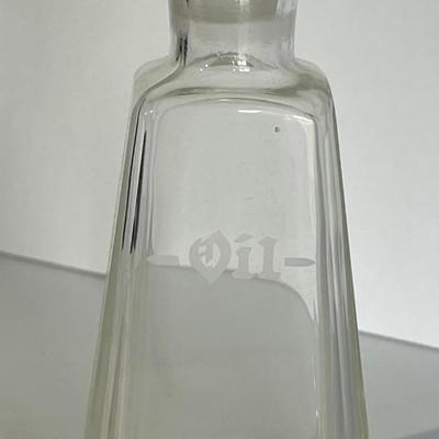 Antique Leaded Glass Oil/Vinegar Bottle 7-1/8" Tall w/Silver Top Stopper as Pictured. (No Damage but May Need Cleaning).