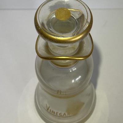 Antique Leaded Glass Oil/Vinegar Bottle 6-3/4" Tall w/Glass Stopper as Pictured. (No Damage but May Need Cleaning).