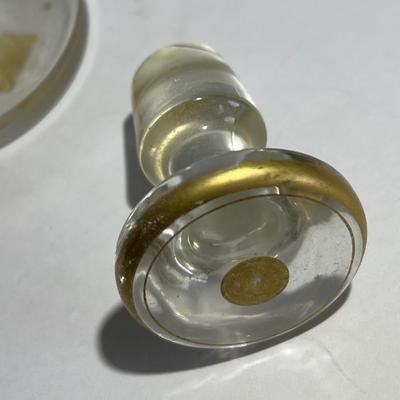 Antique Leaded Glass Oil/Vinegar Bottle 6-3/4" Tall w/Glass Stopper as Pictured. (No Damage but May Need Cleaning).