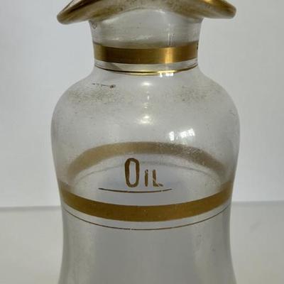 Antique Leaded Glass Oil/Vinegar Bottle 6-3/4" Tall w/Glass Stopper as Pictured. (No Damage but May Need Cleaning).