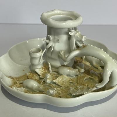 Antique MEISSEN Kings Period 1763-1774 Dragon & Rodents Candle Holder as Pictured. (1-Leaf has a Tip Brake and Needs a Good Cleaning).