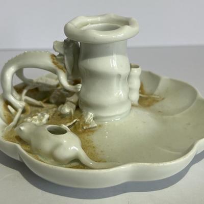 Antique MEISSEN Kings Period 1763-1774 Dragon & Rodents Candle Holder as Pictured. (1-Leaf has a Tip Brake and Needs a Good Cleaning).