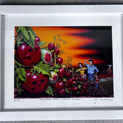 Framed Print, Artist Signed, "Bumper Crop in Denial Valley" 