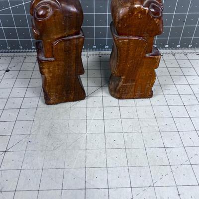 Pair of Tiki Voodoo Carved Wood Figure