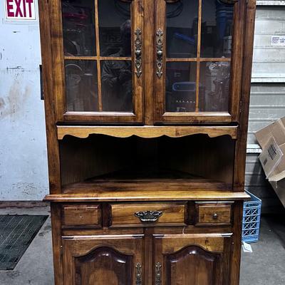 Walnut Colonial Style Corner Cupboard  
