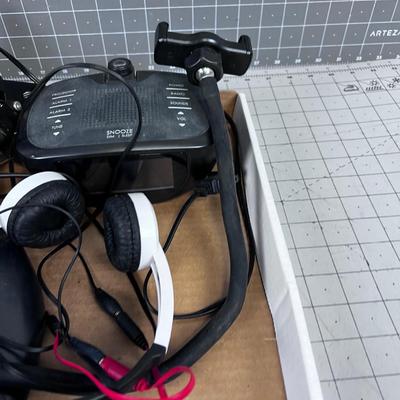 Mixed Lot: Clock, Stethoscope, Headphones 
