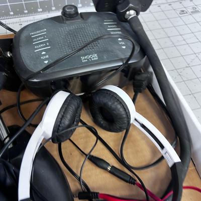 Mixed Lot: Clock, Stethoscope, Headphones 
