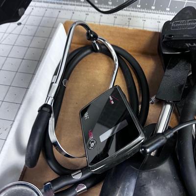 Mixed Lot: Clock, Stethoscope, Headphones 