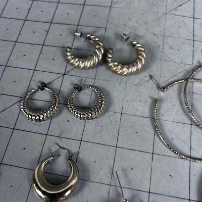 Large lot of Hooped Earrings All Gold Tone