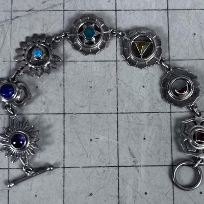 Chakra Stone Silver Bracelet