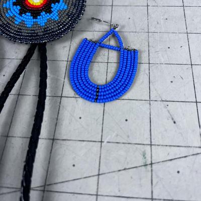 Beaded Bolero Tie with pair of Beaded Earrings