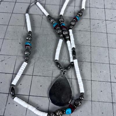 Liquid Silver Rose Silver Beads, Pukka Shell Necklace. 