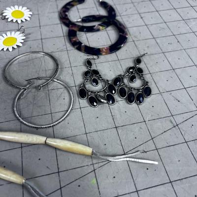 Large Grouping of Earrings Hoops and Dangle